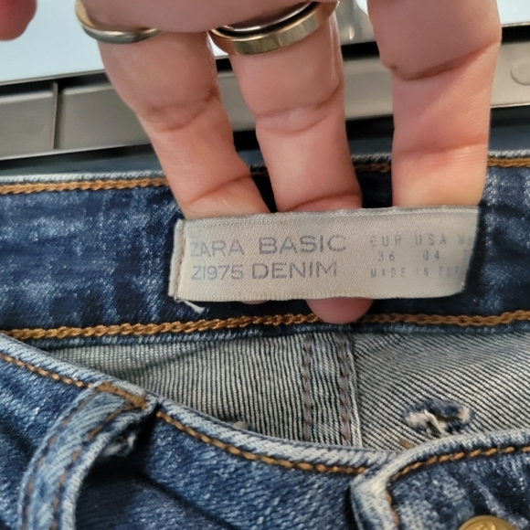 Zara Basic Z1975 Fringe Blue Jeans Size 4 - Picture 8 of 8